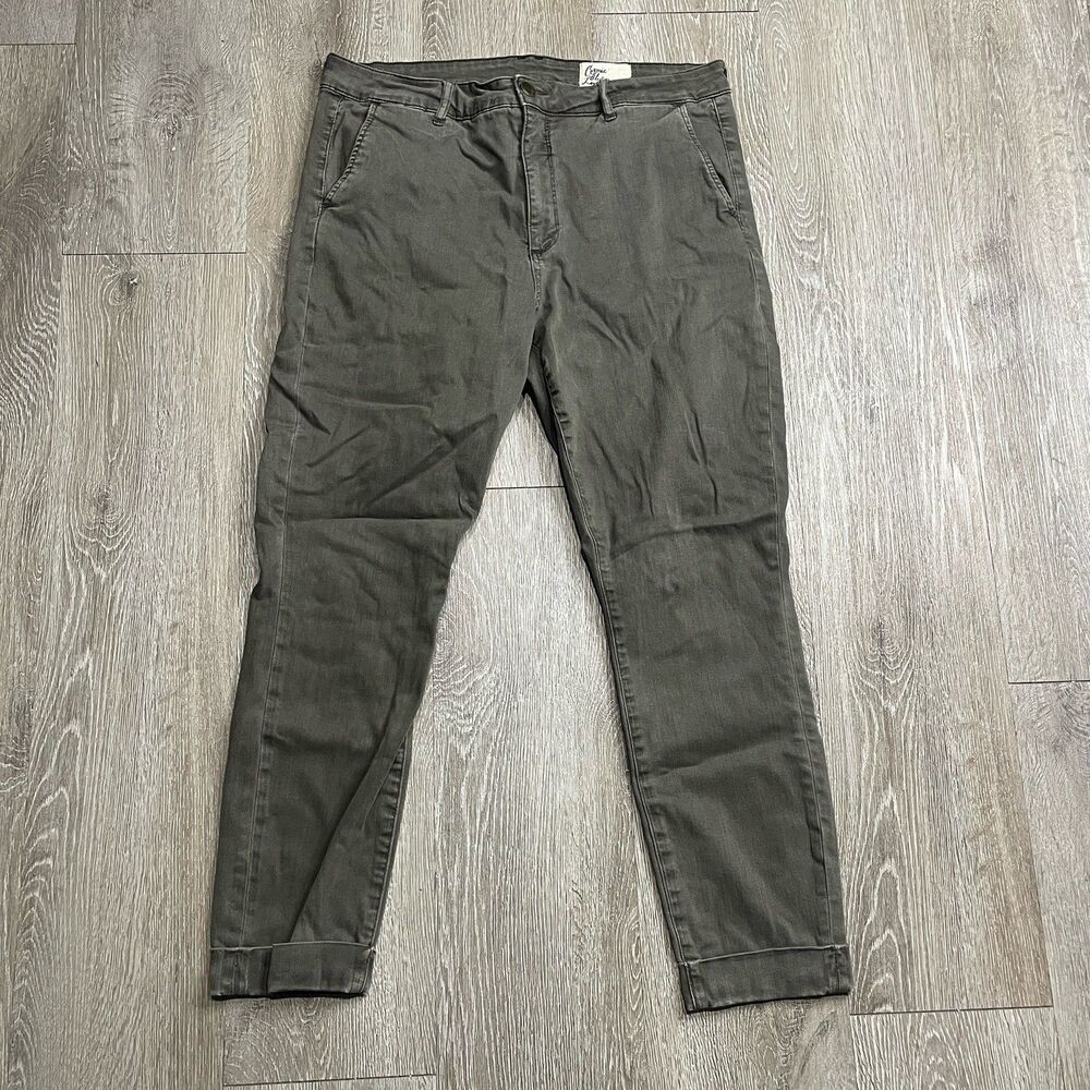Cosmic Blue Love Women's Size 32 Pants, Olive Green with Cuffed Bottoms